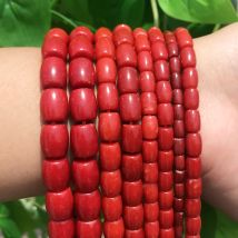 AA Hohe Qualität Natürliche Stein Trommel Form Rot Korallen Perlen Lose Perlen Für Schmuck Machen Halskette DIY Armband 15'' Stränge