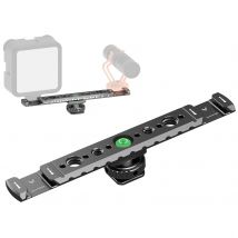 Supporto per pattino freddo doppio per vlogging, supporto per microfono in metallo con vite per treppiede da 1/4" e 4 fori per viti per DSLR, microfono