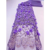 5 Metri Africano 3D Fiore Perline Tessuto di Pizzo 2025 di Alta Qualità Francese Nigeriano Ricamo Tessuto di Tulle Per Abito Da Sposa Cucito