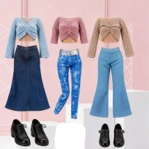 Doll Clothes Top+Cowboy Pants/Skirt Multi Color Set For 30cm Doll&1/6 BJD Doll Daily Casual Clothing Accessories Girl's Toy Gift