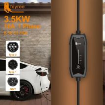 Feyree EV-Ladegerät Typ2 16 A 3,5 kW 1 Phase GB/T/Typ1 Strom einstellbar 3,5 m Kabel tragbare Ladebox für Elektrofahrzeuge