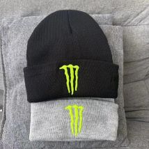 Czapka dziergana Monster Energy, szybkoschnąca czapka wełniana dla sportowców, ciepła na zimę, do jazdy na nartach i sportów outdoorowych, wiatroodporna.