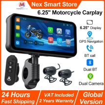 6.25'' Motocyklowy Carplay, Nawigacja GPS, Bezprzewodowy Carplay z Połączeniami BT, Android Auto, Podwójny Bluetooth, Dotykowy Odtwarzacz Samochodowy dla Motocykli