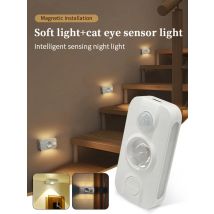 Rechargeable RGB Cat Eye Night Light with Motion Sensor Side Glow Magnetic Dimmable LED for Bedroom Hallway Stair Cabinet Closet