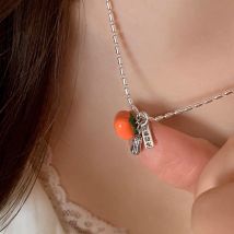 VENTFILLE 925 Silber Tropf Glasur Halskette für Frauen Persimmon Erdnuss Unregelmäßige Originalität Design Schmuck Geschenk Dropshipping