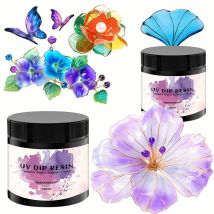 100ml New UV DIP Resin Glue For Wire Flowers Transparent Liquid High Gloss Ultraviolet Curing Crystal UV Glue Jewelry Making