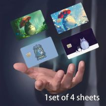 Anime Totoro Ghibli Spirited Anime Cartoon 1 set di 4 pezzi pellicola adesiva pelle per carta di credito carta bus banca di debito
