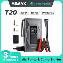 ASMAX T20 4000A arrancador de batería de coche 12000mAh cargador de banco de energía batería portátil de 12V amplificadores de emergencia con bomba de aire de 150PSI