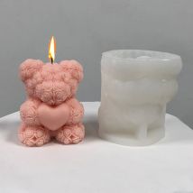 3D Orso Abbraccio Amore Stampo per candele in silicone Fai da te Simpatico orso per animali domestici Forniture per la produzione di candele Sapone fatto a mano Gesso Stampo in resina Decorazioni per