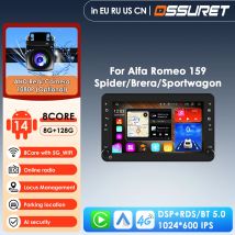 Radio samochodowe 8G + 128G dla Alfa Romeo Brera Spider 159 Sportwagon Bezprzewodowe CarPlay Android Auto Inteligentne systemy samochodowe AI 2Din Video