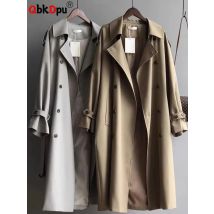Frauen zweireihige lose Abrigos koreanische Langarm Trenchcoats mit Gürtel Frühling Herbst lässig Streetwear Gabardina Oberbekleidung