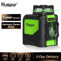 Huepar-Nivel láser cruzado de haz verde, autonivelante, cobertura de 360 grados, línea Horizontal y Vertical, 2 modos Pluse