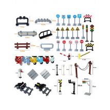 MOC Bricks Traffic Road Signs Signal Light Building Block Bike Bicycle Motorcycle Vehicle Train Car City Fence Scene Accessories