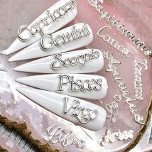 12 Stück Sternzeichen Alphabet Symbol Konstellation Nagel Charm, 3D Legierung Flatback DIY Schmuck Nagel Zubehör