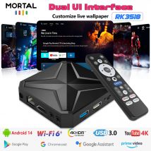 Mortal Q1 Mini+ Smart TV -Box Android14 Google Voice BT5.0 USB 3.0 4K HDR10 kostenloses Live -TV -Netflix RK3518 2G16G Globaler Medienspieler
