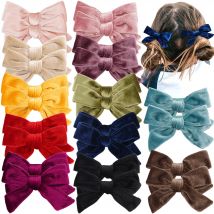 6 Stück/3 Paar Samt-Haarschleifen-Clips für Babys, 10,2 cm, Haarschleifen aus Metall, Haarspangen, Haarspangen, Haar-Accessoires für Kleinkinder und Mädchen