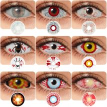 PSEYECHE Farbkontaktlinsen, 22 mm, volles Auge, farbig, Sclera, Cosplay, Halloween, Anime, gelbe Augenlinsen