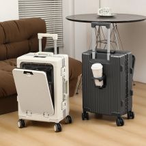 Neues Reisegepäck, multifunktionaler Trolley-Koffer mit Aluminiumrahmen und USB-Getränkehalter, große Kapazität, Tasche, Boarding-Box-Koffer