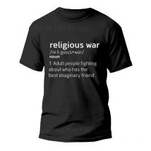 Men's T Shirt Religious War Funny Letter Print Short Sleeve Tees Fashion Graphic Y2k Tops Best Friend Mens Street Black Clothing