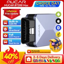 MUCAR BT200 Max Narzędzie Diagnostyczne OBD2 do Samochodów Diagnostyka Wszystkich Systemów Skaner Dwukierunkowy ELM 327 CANFD15 Reset Długość Życia Darmowe Aktualizacje