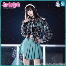Original Miku Bluse Rock Frauen Männer Kariertes Hemd Weste Frauen Langarm T Plissee Rock Cosplay Kostüm Kleidung