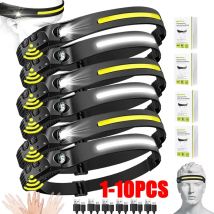 Latarka czołowa z czujnikiem USB akumulatorowa latarka LED XPE + latarka COB Camping wodoodporny reflektor do latarni wędkarskiej 1/2/3/4/5/8/10 sztuk