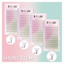 Rujade Premade Volume Fans Short Stem Russian Volume Lashes trays 3d 4d 5d 6d Korea Pbt Fiber Premade Volume Eyelash Extensions