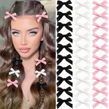 5-24 pezzi Y2k ragazze archi mini fermagli per capelli forcina in metallo copricapo barrette nastro fatto a mano fiocco frangia clip accessori per capelli moda