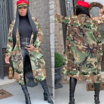 Herbst Frühling Tarnung Camo Jacke Mantel Frauen 2022 Strickjacke Taschen Militär Streetwear Freizeit Oberbekleidung Chaqueta Mujer
