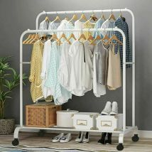 Supporto per appendiabiti per appendiabiti per carichi pesanti due aste superiori e stoccaggio inferiore