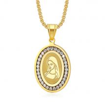 Religiöse christliche Jungfrau Mary Anhänger weibliche Goldfarbe Edelstahl Madonna Halskette für Frauen Schmuck Geburtstags geschenk