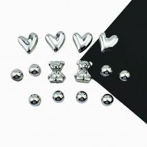 14PCS Galvani Silber Bär Herz Form DIY Schuh Charm Set Zubehör Abnehmbare Mode Schuh Dekorationen Schnalle Party Geschenk