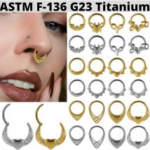 1PC G23 Pure Titanium Bat Spider Snake Heart Shape Nose Septum Ring Clickers 16G Ear Cartilage Tragus Lobe Body Piercing Jewelry