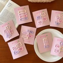 4 pezzi/set Graziose mini fermagli per capelli geometrici colorati per ragazze, dolci ornamenti per capelli, forcine, fermagli per capelli, accessori per capelli adorabili per bambini