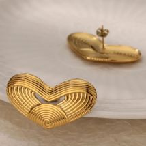 Spiral Herz Edelstahl Ohr stecker für Frauen Gold Farbe Hochzeit Ästhetik niedlichen unregelmäßigen Ohrring Schmuck Zubehör
