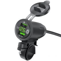 Motorrad Geändert Ladegerät Dual USB QC 3,0 LED Voltmeter Display Dual USB Ladegerät Buchse Motorc Teile Änderung Zubehör