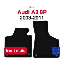 Veloursmatten vorne für Audi A3 8P Schrägheck Sportback Cabrio (2003-2011) – Schwarz (2 Stück)