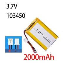 ▶103450 3.7V 2000mAh Polymer Lithium Rechargeable Battery jst PH 2.0mm 2pin plug for Camera GPS navigator MP5 Bluetooth Headset