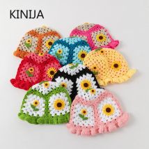 Häkeln Koreanische Handgemachte Eimer Hut Frauen Weben Gestrickte Hut Y2k Mode Blumen Herbst Winter Mützen Straße HipHop Motorhaube Kappe