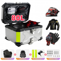 Scatola per casco da moto in alluminio ultra grande da 80 litri Scatola per casco da moto a sgancio rapido Scatola per bagagliaio posteriore impermeabile Cassetta degli attrezzi