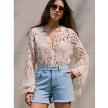 2025 New Fashion See Through Mesh Lace Shirt Korean Hollow Out Sweet Blouse Loose Casual Slim Long Sleeve Crochet Elegant Tops