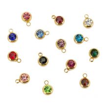 20 Stück 6 mm Edelstahl Strass Perlen Gold Farbe Kristall Charms Anhänger für DIY Halskette Armband Schmuckherstellung Charm