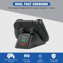 Estación de carga rápida para mando de PS4, soporte de cargador Dual con indicador de estado para Playstation 4, PS4 Slim, PS4 Pro