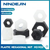 NINDEJIN 2–100 Stück Nylon-Kunststoff-Sechskantmuttern M3 M4 M5 M6 M8 M10 M12 M14 M16 Weiß Schwarz Nylonmutter Isolierung Sechskant-Sicherungsmutter