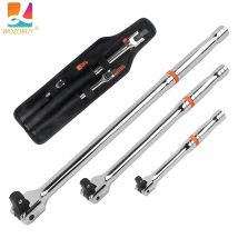 WOZOBUY 3-teiliges Breaker Bar-Set mit 180 Stück °   Drehbarer Kopf, 6"-15" Längen, Premium-Chromlegierung