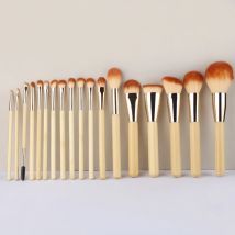 18 Stück Make-up Pinsel Sets Bambus kosmetische Lidschatten Foundation Puder erröten Augen Make-up Pinsel Mischung Beauty Tools Kits