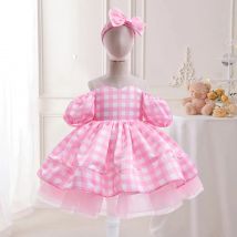 Kleines Mädchen rosa Barbie Puppe Tutu Kleid Party Prinzessin Kleid für Kinder Mädchen flauschige Geburtstag Karneval Kleidung junge Mode Kostüm