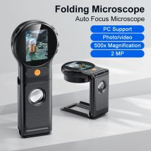 Folding Digital Electronic Microscope Autofocus with 8leds 500X Zoom Magnifying 2Inch Screen for Coin Microscopio Windows/Mac