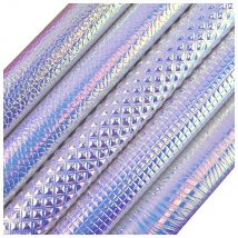 30x134cm Rolle Blau Schillerndes holografisches mehrfarbiges Schlangenstrukturiertes Litschi-Muster Kunstleder für Schleifen DIY BH152