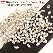 RESEN Sell at a loss 4X8/6x12/7x15mm Sliver Claw Horse Eye Crystal Stones Flatback Glass Rhinestones For Diy Garment Accessories